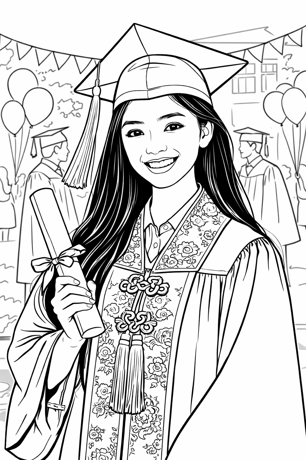 Graduation Themed Personalized Coloring Book - 20 Pages