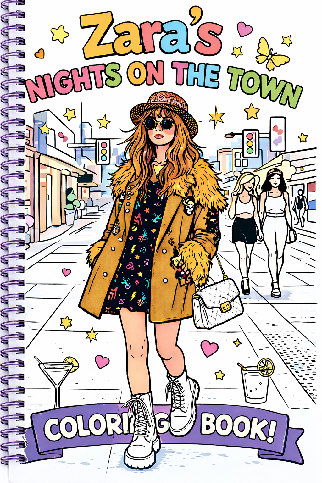 Out on the Town Themed Personalized Coloring Book - 20 Pages