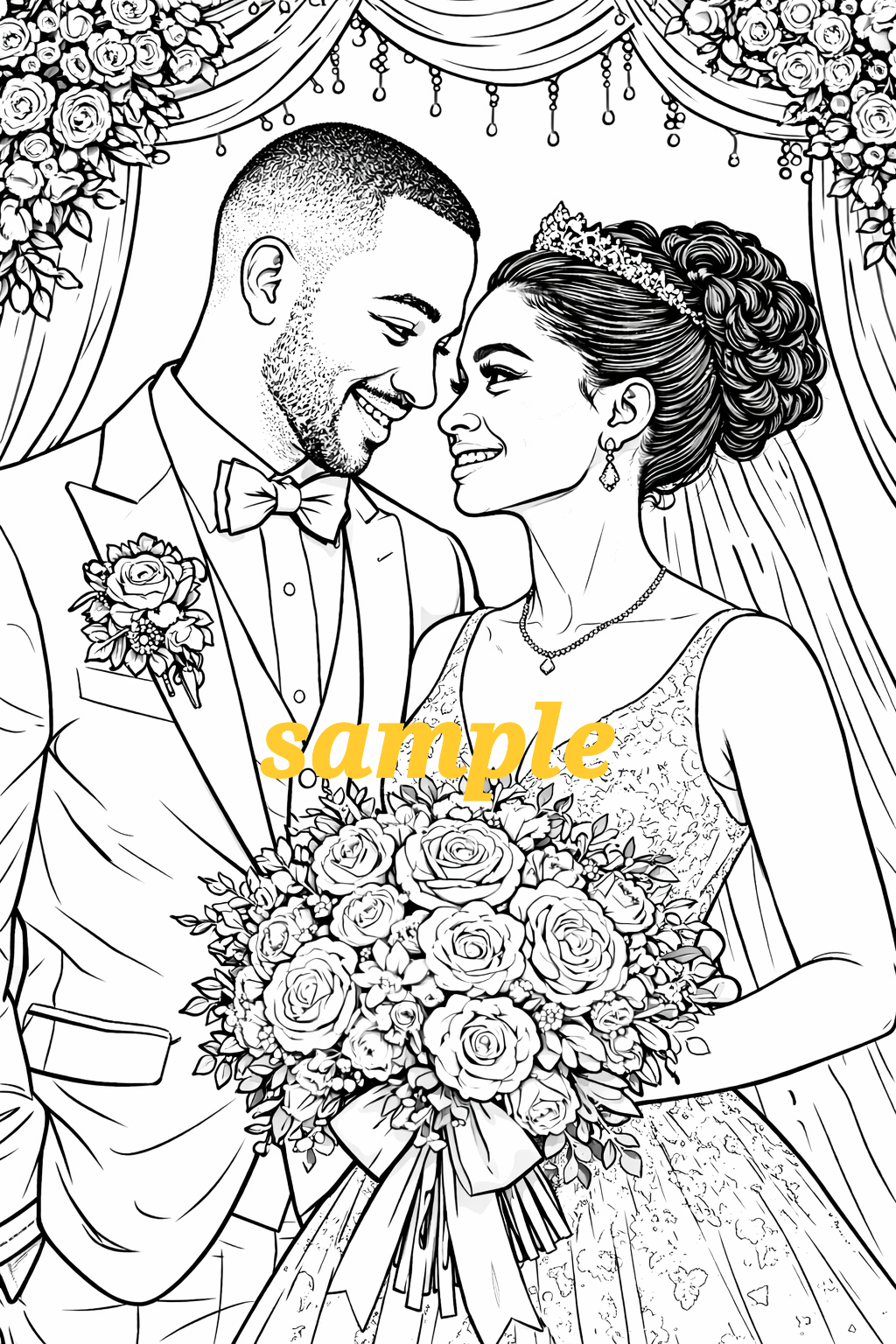 Couple Themed Personalized Coloring Book - 20 Pages