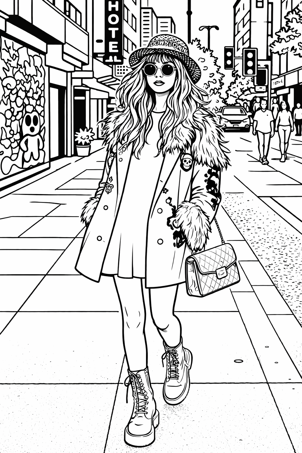 Out on the Town Themed Personalized Coloring Book - 20 Pages