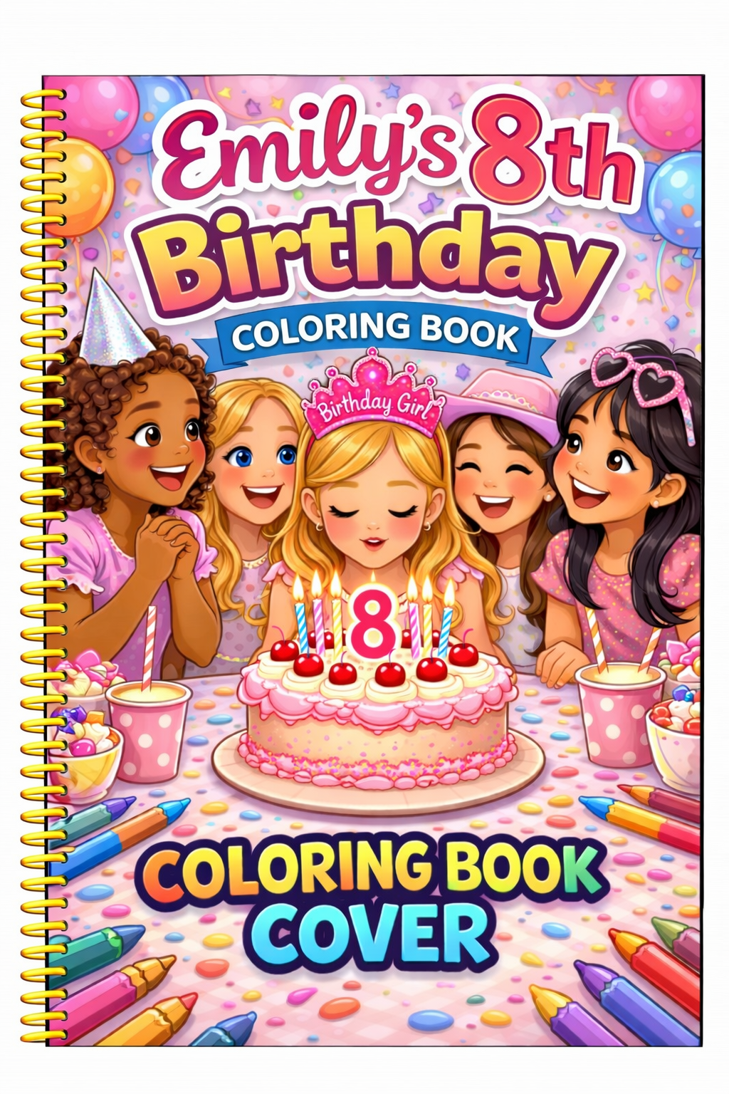 Birthdays-Themed Personalized Coloring Book 20 Pages