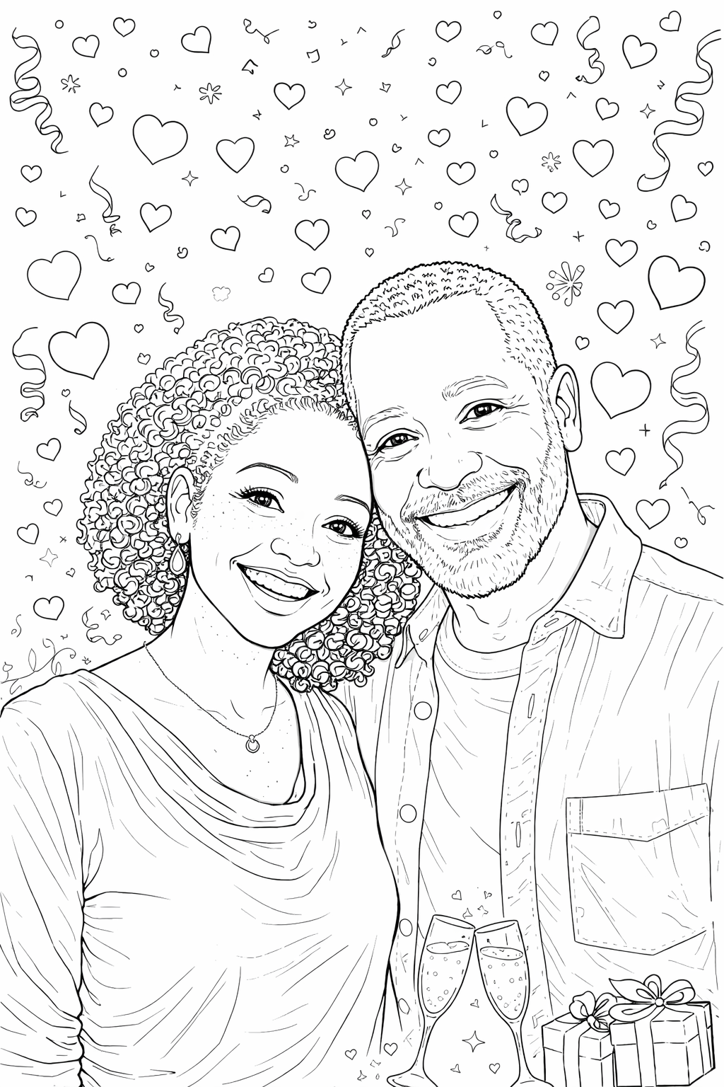 Couple Themed Personalized Coloring Book - 20 Pages