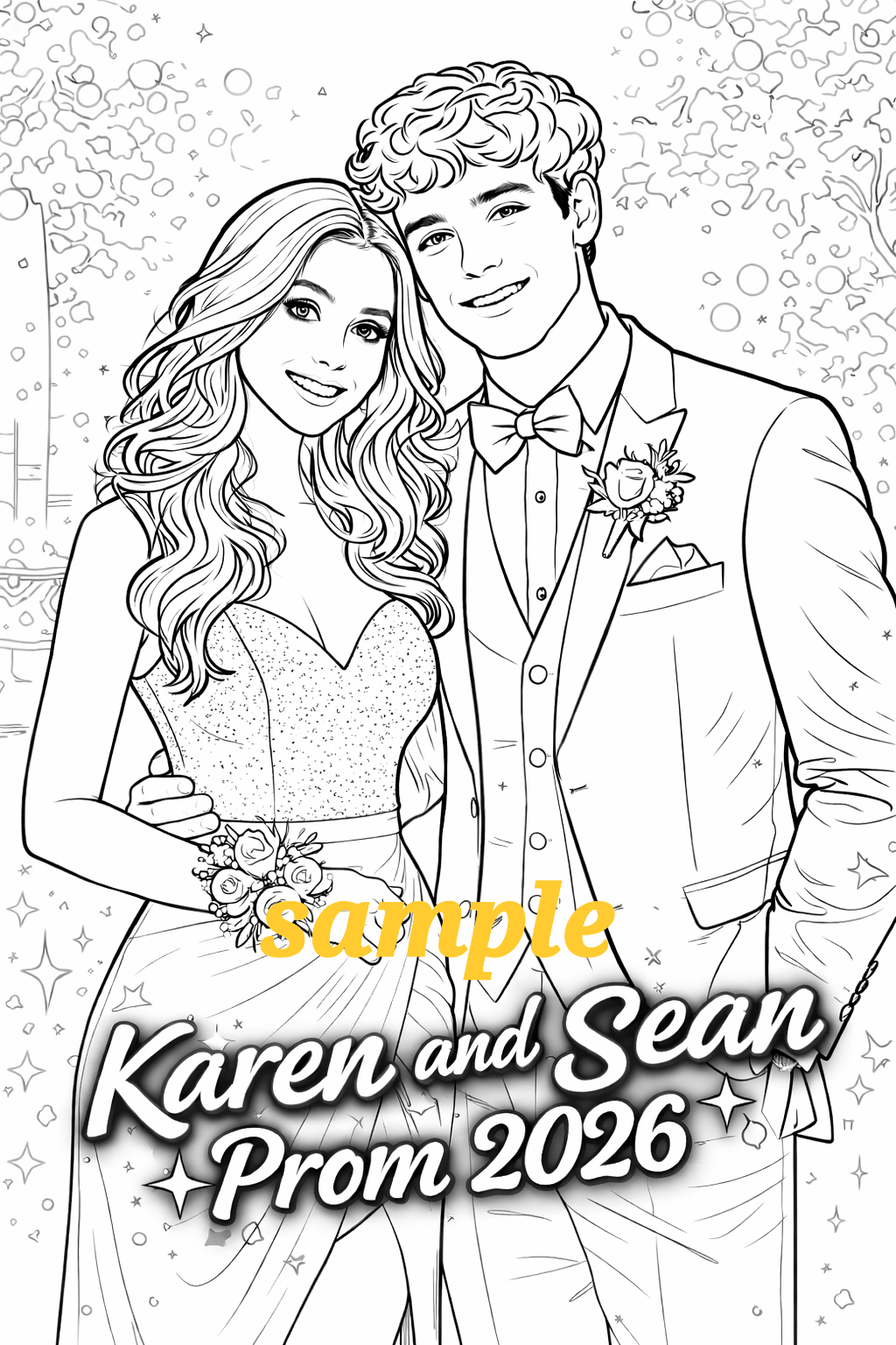 Couple Themed Personalized Coloring Book - 20 Pages