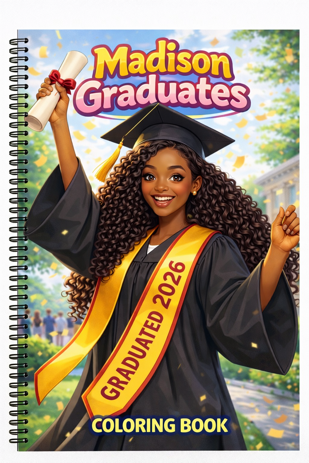 Graduation Themed Personalized Coloring Book - 20 Pages